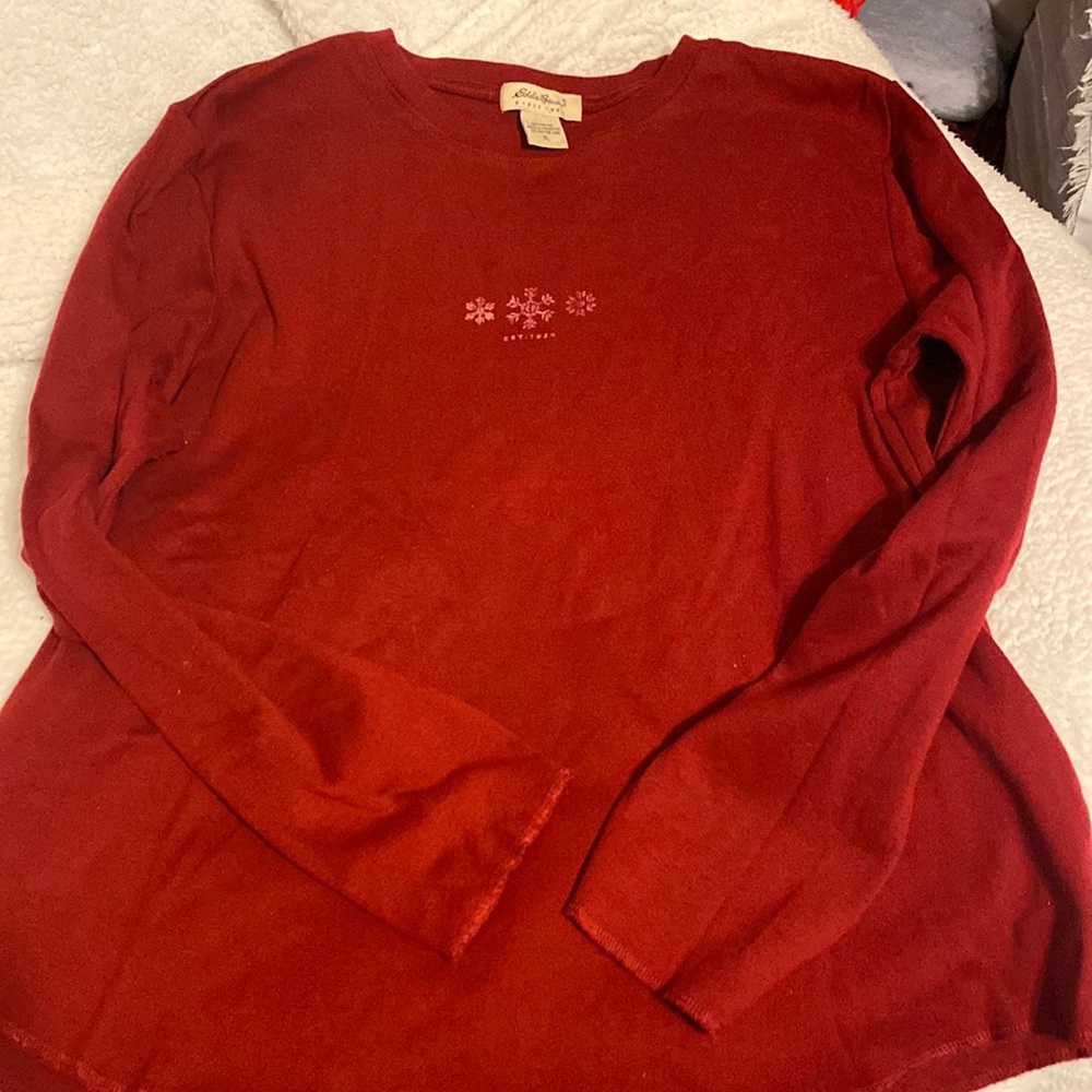 Eddie Bauer red snowflake top